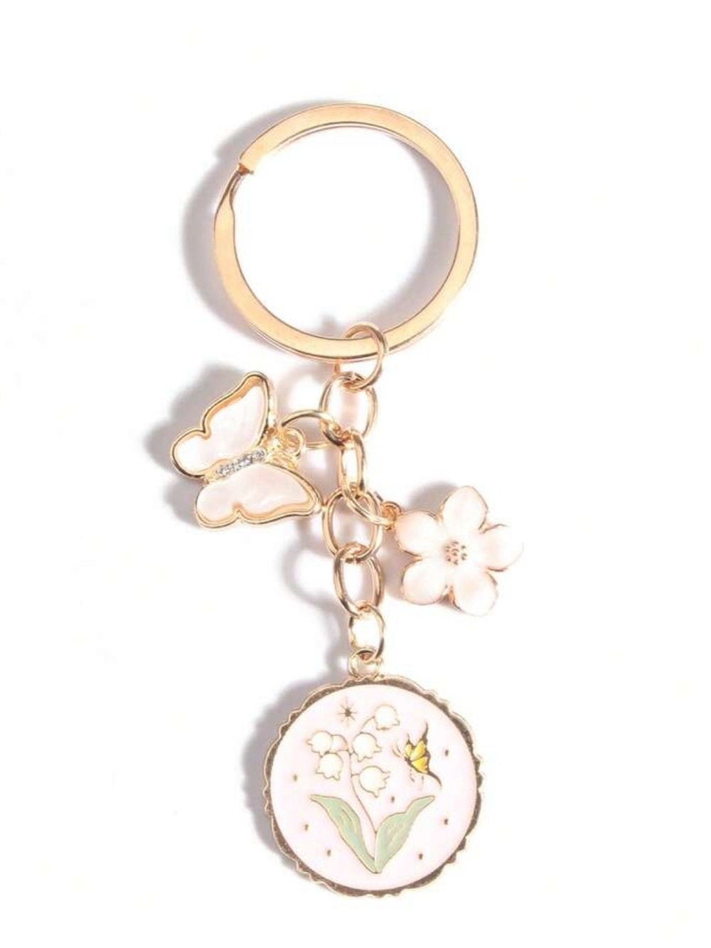 NEW Butterfly Flower Keychain Boho Girly Charm 3.5”